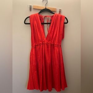 ZARA Red Pleated Summer Dress